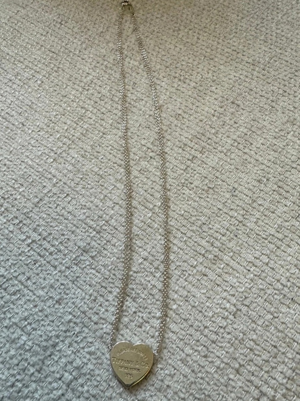 Tiffany & Co. Return to Tiffany Double Chain Heart Tag Necklace